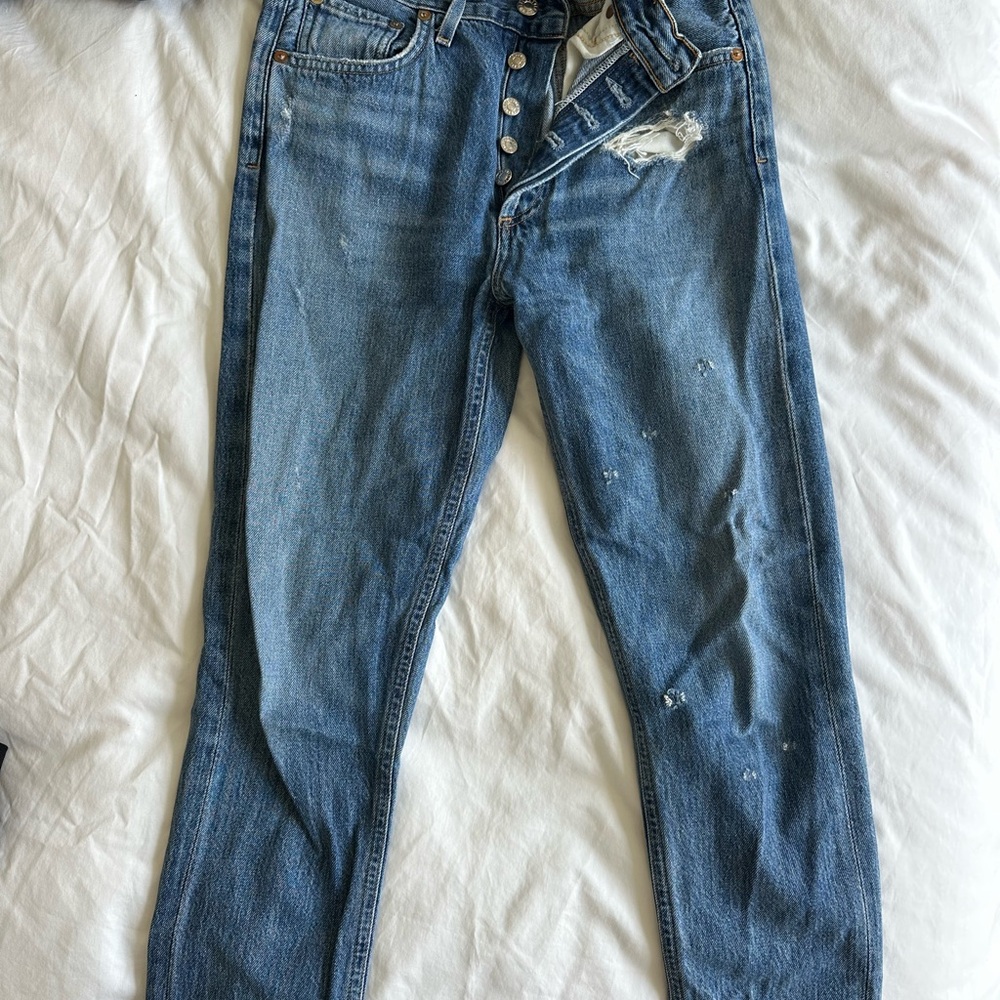 Agolde Blue Straight Leg Jeans